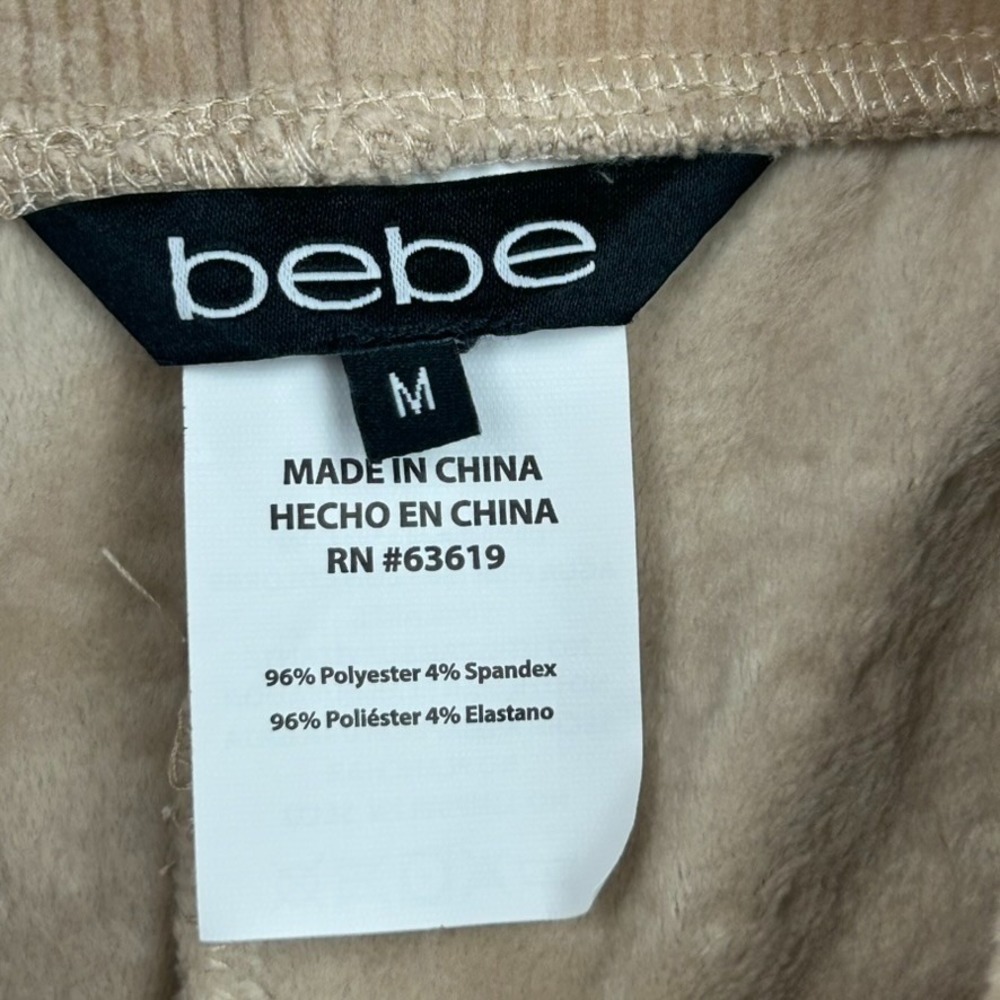 bebe Beige Velour Tracksuit Zip Up Hoodie Rhinestone 'bebe' Spell Out - Medium - Picture 15 of 16